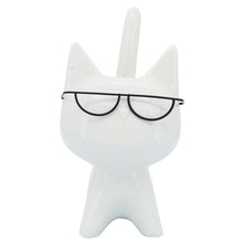 Cargar imagen en el visor de la galería, Porcelain, 8&quot;H Kitty W/ Glasses, White
