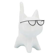 Cargar imagen en el visor de la galería, Porcelain, 8&quot;H Kitty W/ Glasses, White
