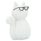 Porcelain, 8"H Cat W/ Glasses, White