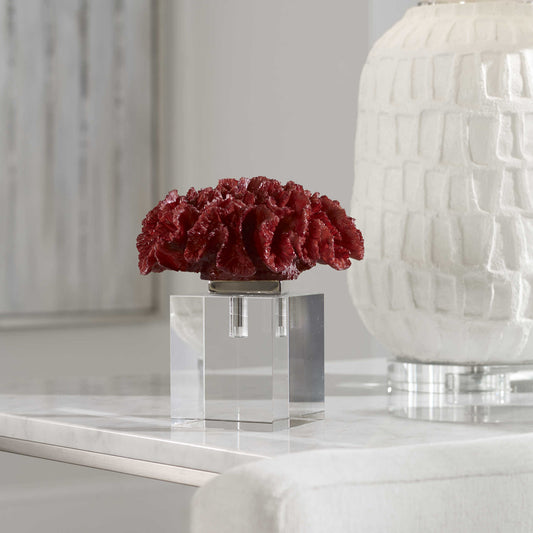RED CORAL CLUSTER SCULPTURE