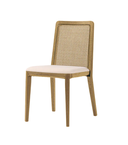 Cane Dining Chair - Oyster Linen/Natural Frame