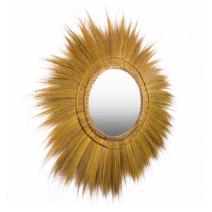 Mettu Natural Grass Round Wall Mirror
