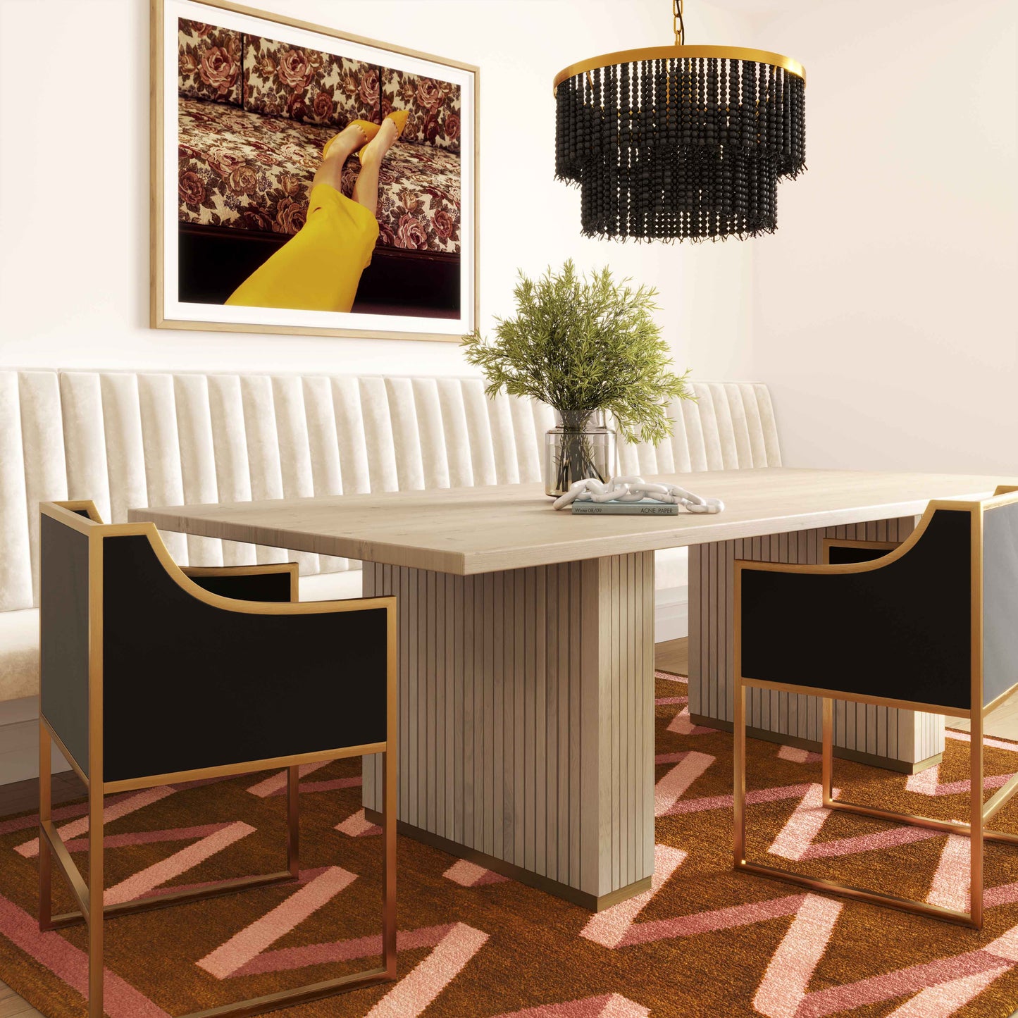 LÁMPARA DE ARAÑA CON CUENTAS NEGRAS KRISH