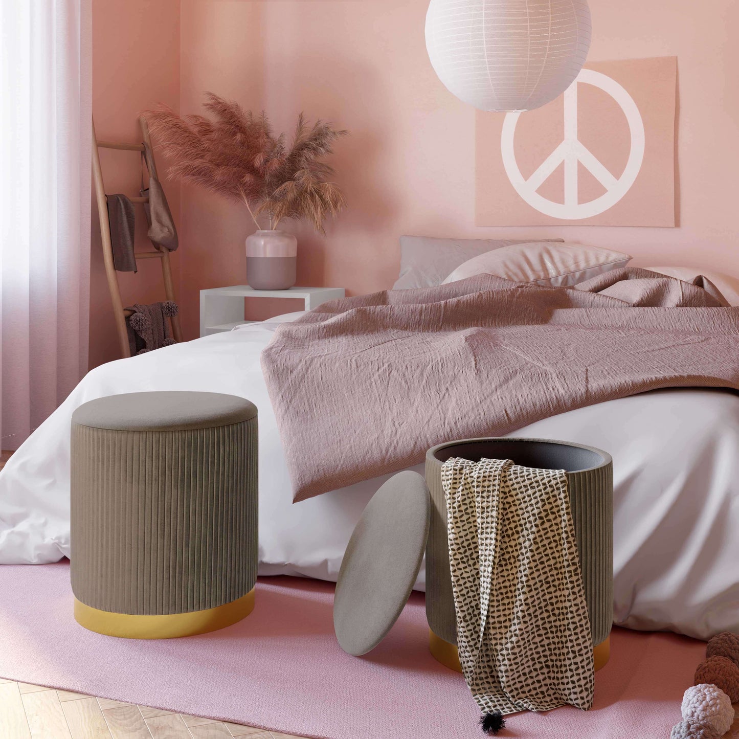 OTTOMANS SET OF 2 ACANALADAS