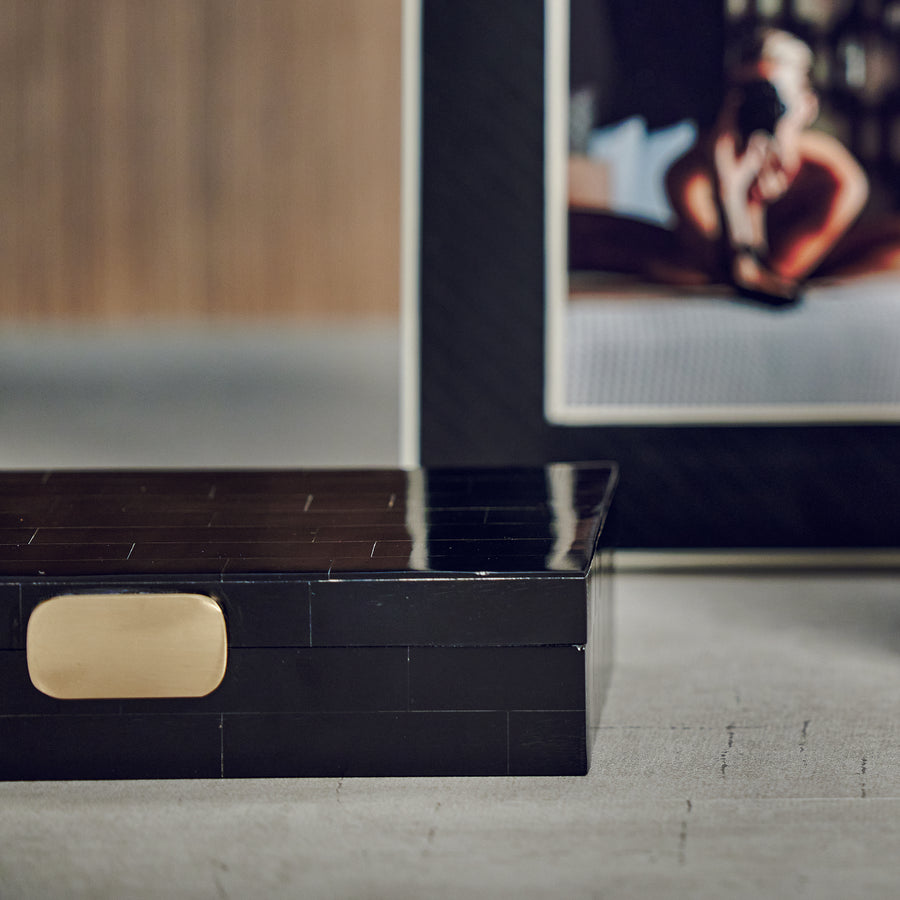 Black Bone Design Box with Brass Knob