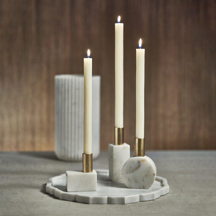Marikina Marble Candle Holder - White - Round
