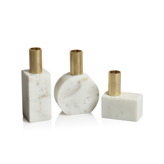 Marikina Marble Candle Holder - White - Round