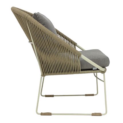 Manzanillo sillón cuerda beige con cojines