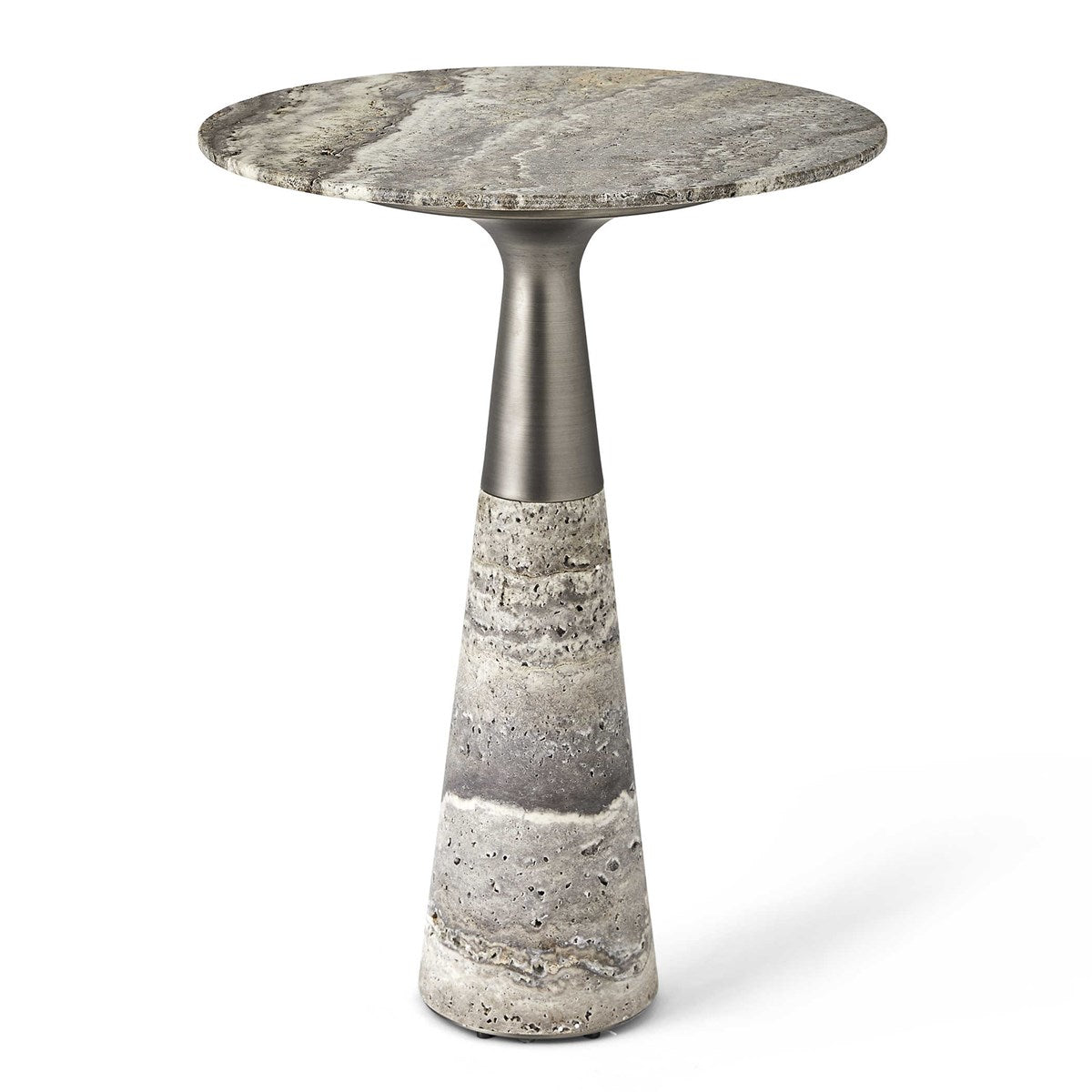 Pier Accent Table - Gray Travertine